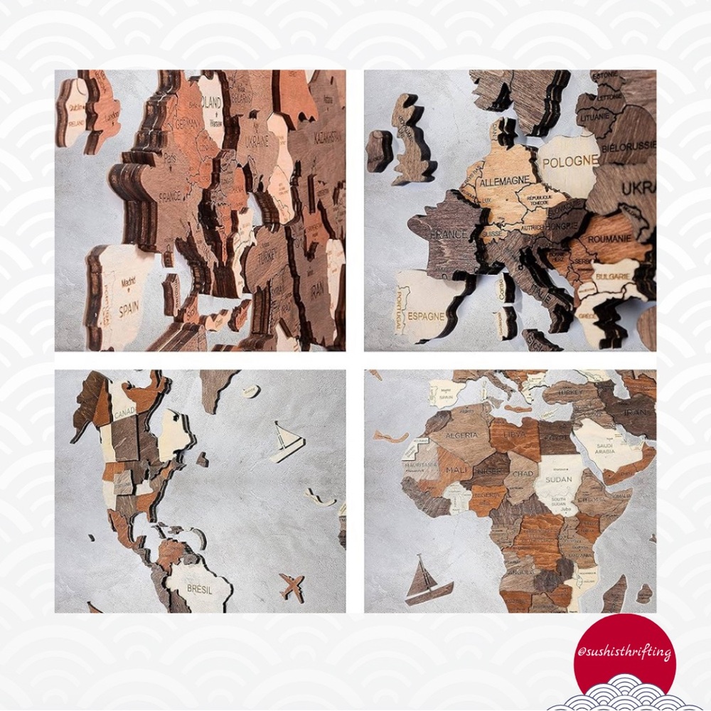 Wooden World Map Wall Art - Picture 3 of 9